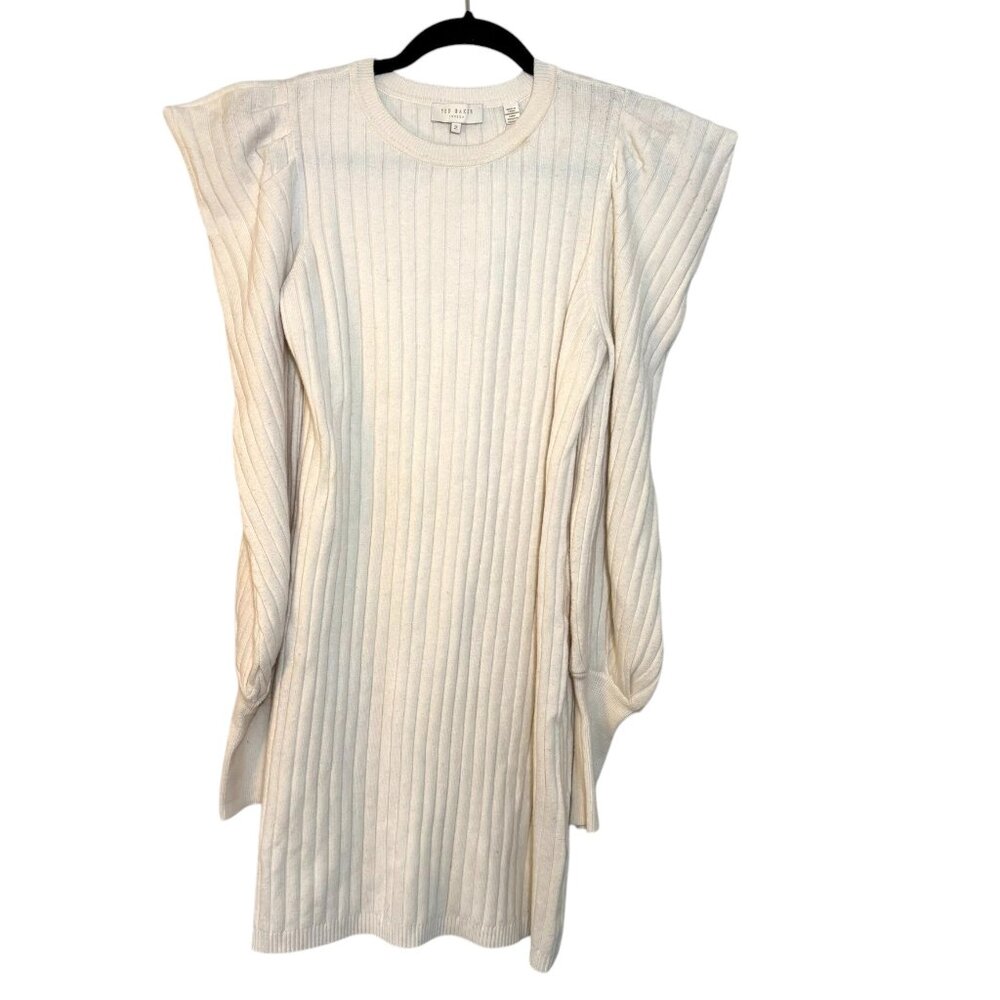 NWT Ted Baker London Wilowaa Sweater Dress‎ Natural Ivory Size 2 Cozy